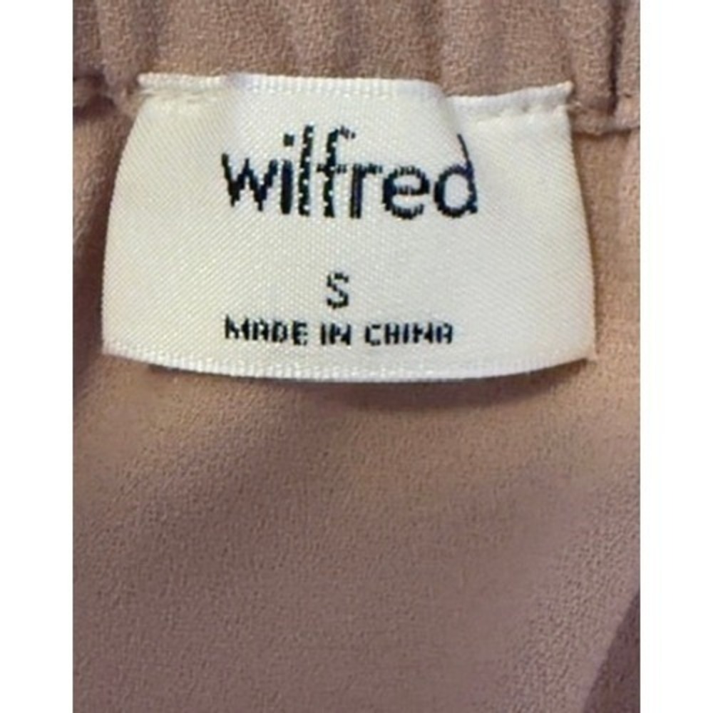 Wilfred Aritzia Off The Shoulder Crop Top Tan Long Sleeve Tie Front Blouse Small - Picture 3 of 10